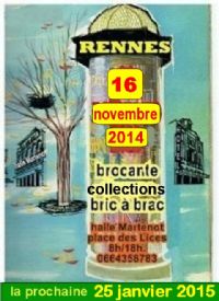 brocante, bric à brac, disques. Le dimanche 16 novembre 2014 à Rennes. Ille-et-Vilaine.  08H00